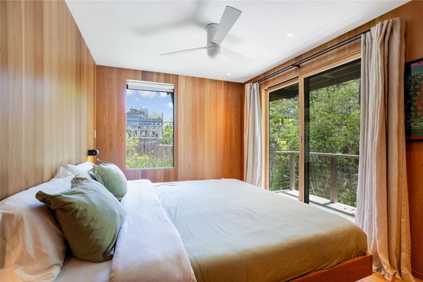 Bedroom, Interior, Recessed Lighting, Wooden Walls