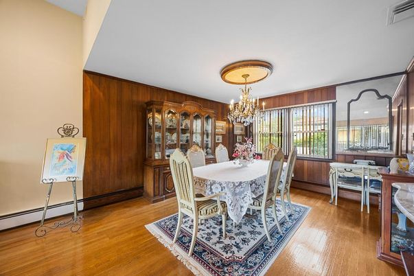 Chandelier, Dining room, Interior, Wood Texture Flooring