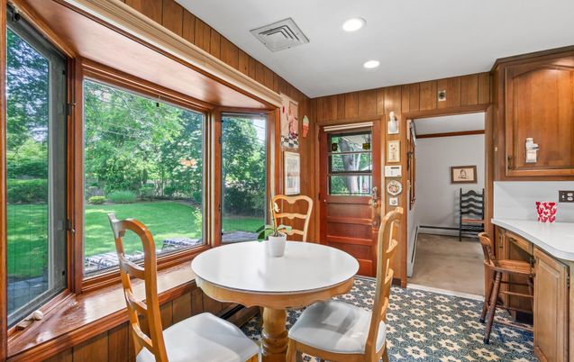 Dining room, Interior, Recessed Lighting, Wooden Walls