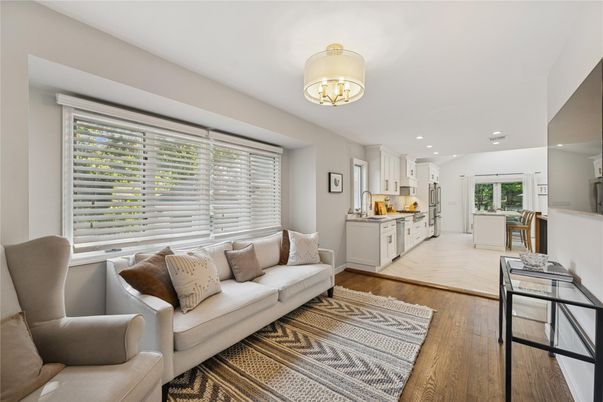 Interior, Kitchen, Living room, Recessed Lighting, Wood Texture Flooring