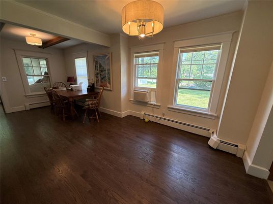 Chandelier, Dining room, Interior, Wooden Beams, Wood Texture Flooring