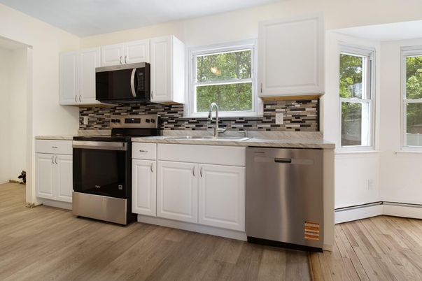 Interior, Kitchen, Stainless Steel Appliances, Wood Texture Flooring