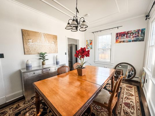 Chandelier, Dining room, Interior, Wood Texture Flooring