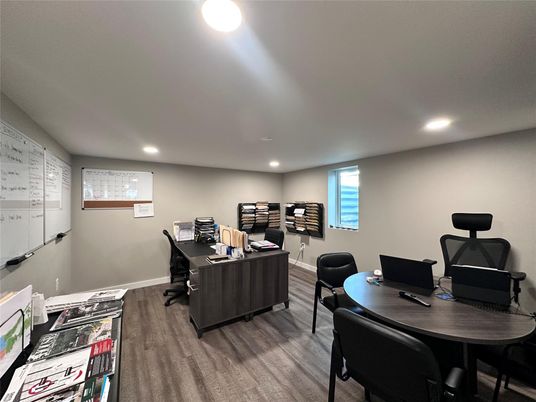 Home Office, Interior, Recessed Lighting, Wood Texture Flooring