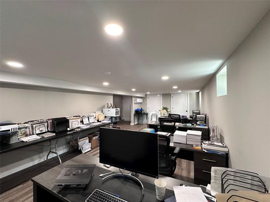Home Office, Interior, Recessed Lighting, Wood Texture Flooring
