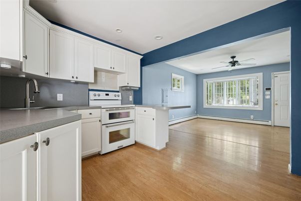 Interior, Kitchen, Recessed Lighting, Wood Texture Flooring