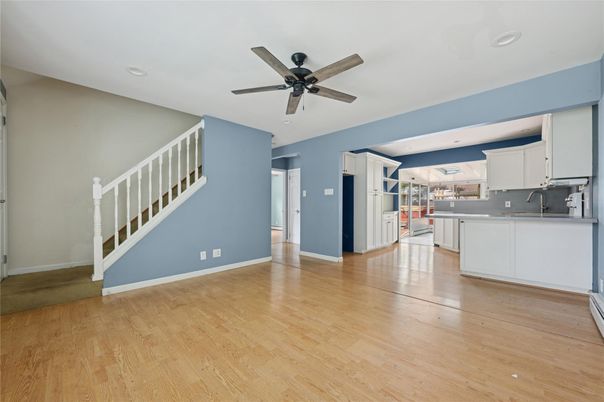 Interior, Kitchen, Recessed Lighting, Wood Texture Flooring