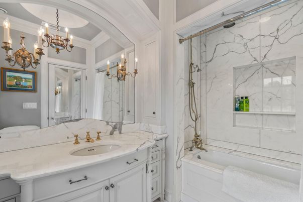 Bathroom, Chandelier, Interior, Marble Walls