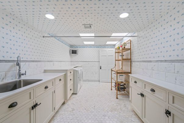 Interior, Kitchen, Marble Walls, Recessed Lighting