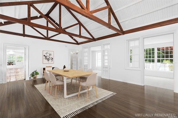 Dining room, Interior, Wooden Beams, Wood Texture Flooring