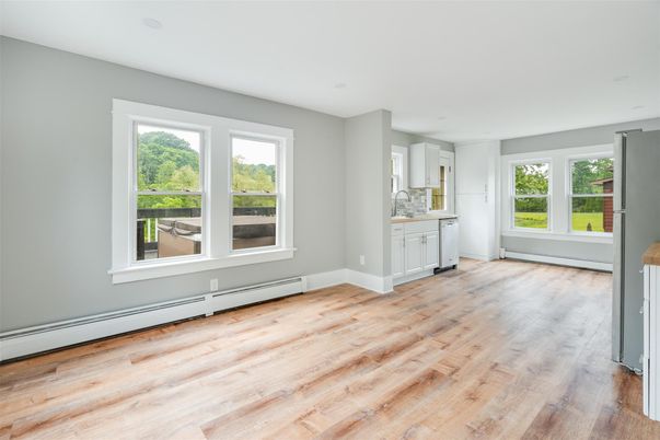 Bathroom, Empty room, Interior, Recessed Lighting, Wood Texture Flooring