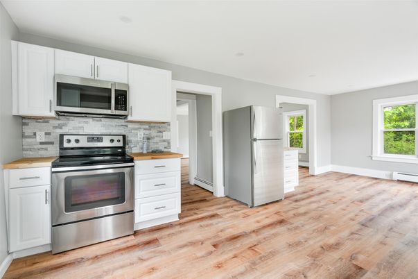 Interior, Kitchen, Stainless Steel Appliances, Wood Texture Flooring