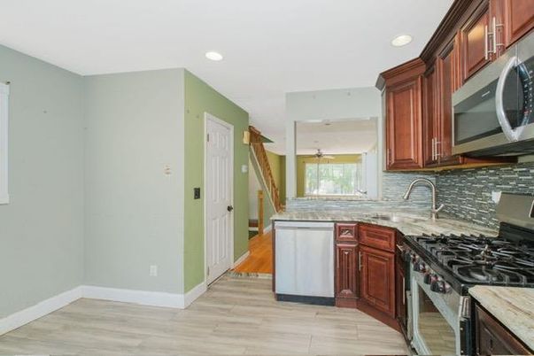 Interior, Kitchen, Recessed Lighting, Wood Texture Flooring