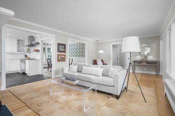 Interior, Kitchen, Living room, Recessed Lighting, Wood Texture Flooring
