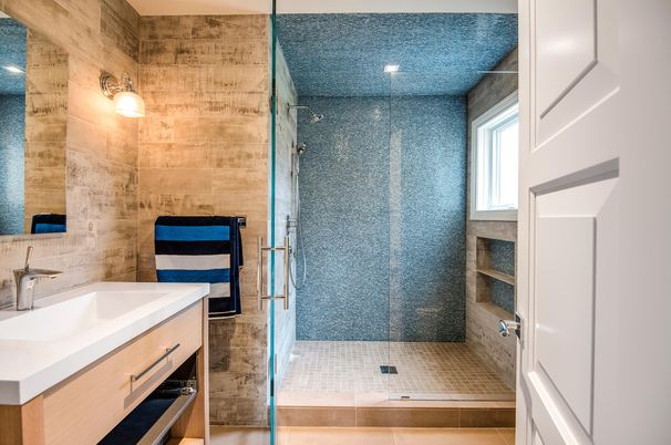 Bathroom, Glass Shower, Interior, Recessed Lighting