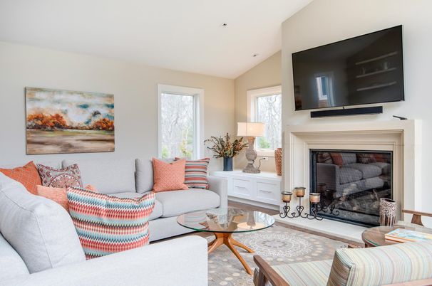 Fireplace, Interior, Living room, Recessed Lighting