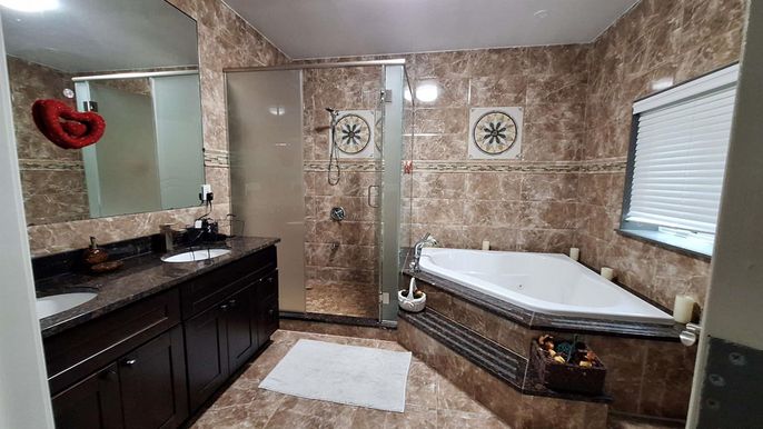 Bathroom, Dual Sink Vanities, Glass Shower, Interior