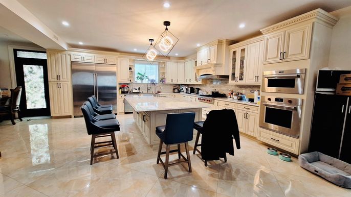 Interior, Kitchen, Pendant Lights, Recessed Lighting, Stainless Steel Appliances