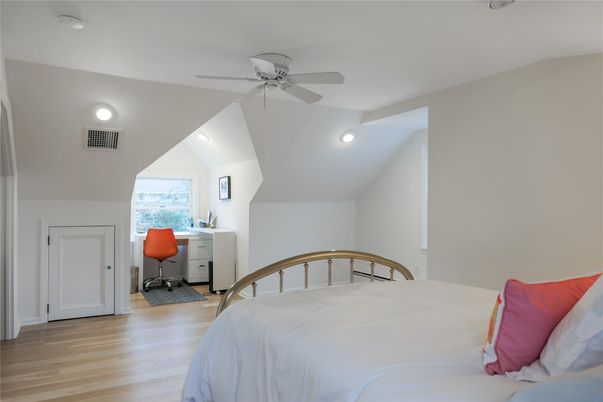 Bedroom, Home Office, Interior, Recessed Lighting, Wood Texture Flooring