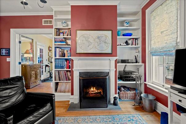 Fireplace, Interior, Wood Texture Flooring