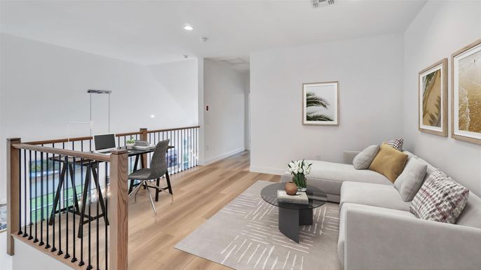 Dining room, Interior, Living room, Recessed Lighting, Wood Texture Flooring