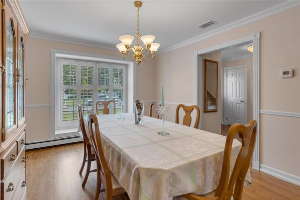Chandelier, Dining room, Interior, Wood Texture Flooring