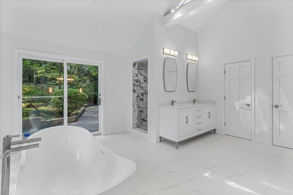 Bathroom, Dual Sink Vanities, Free Standing Baths, Interior, Marble