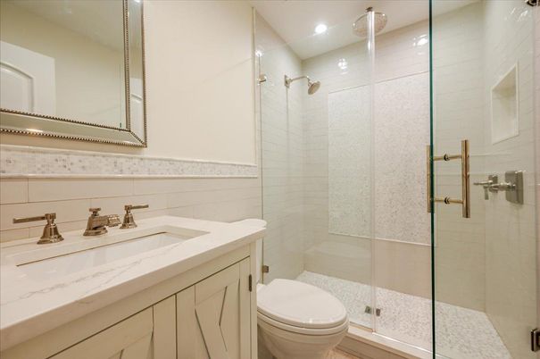 Bathroom, Glass Shower, Interior, Recessed Lighting