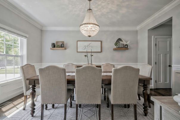Chandelier, Dining room, Interior, Wood Texture Flooring