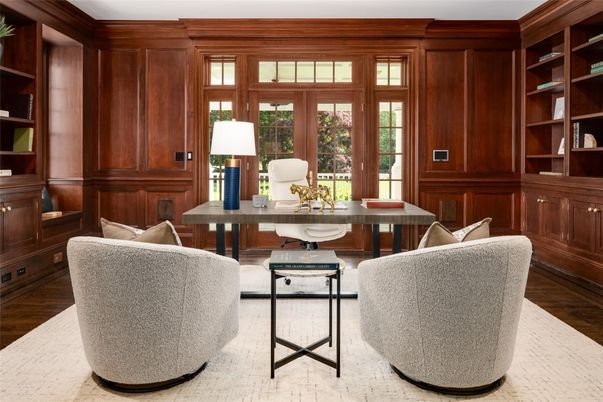 Home Office, Interior, Wood Texture Flooring, Wooden Walls