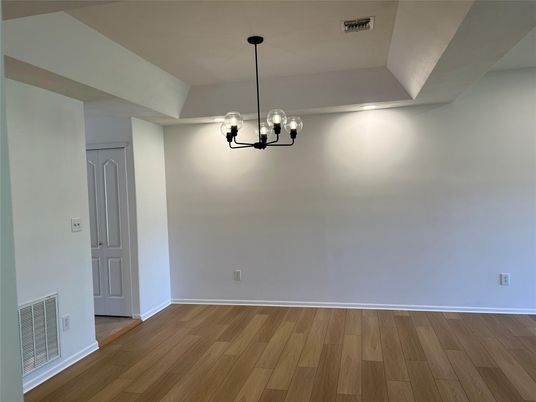 Empty room, Interior, Pendant Lights, Wood Texture Flooring