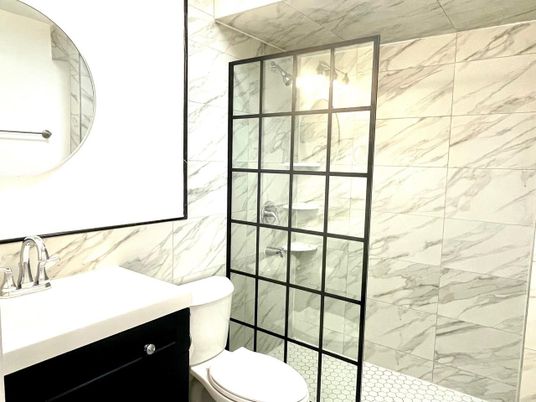 Bathroom, Glass Shower, Interior, Marble Walls