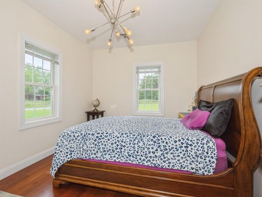 Bedroom, Interior, Pendant Lights, Wood Texture Flooring
