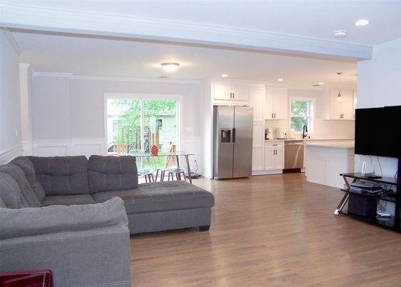 Interior, Kitchen, Living room, Pendant Lights, Recessed Lighting, Stainless Steel Appliances, Wood Texture Flooring