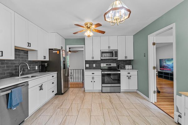 Interior, Kitchen, Stainless Steel Appliances, Wood Texture Flooring