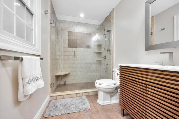 Bathroom, Glass Shower, Interior, Recessed Lighting