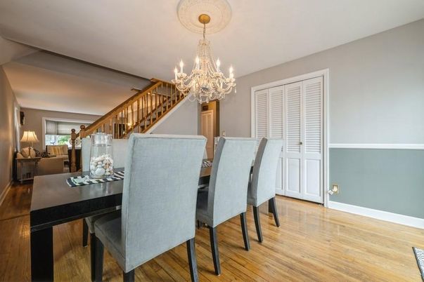 Chandelier, Dining room, Interior, Wood Texture Flooring