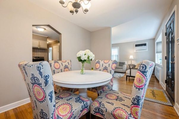 Chandelier, Dining room, Interior, Wood Texture Flooring