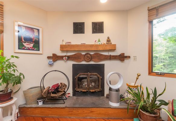 Fireplace, Interior, Recessed Lighting, Wood Texture Flooring