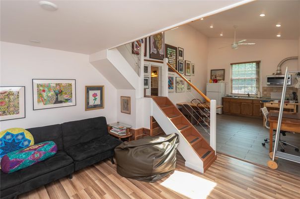 Interior, Living room, Recessed Lighting, Wood Texture Flooring