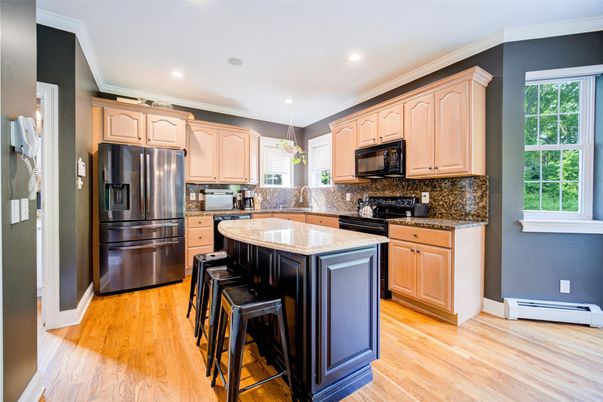 Interior, Kitchen, Pendant Lights, Recessed Lighting, Wood Texture Flooring