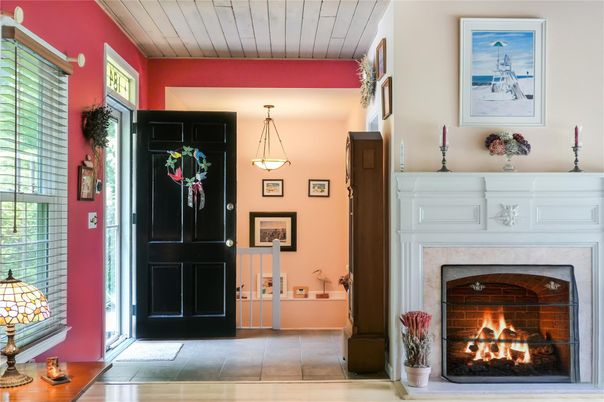 Fireplace, Interior, Pendant Lights