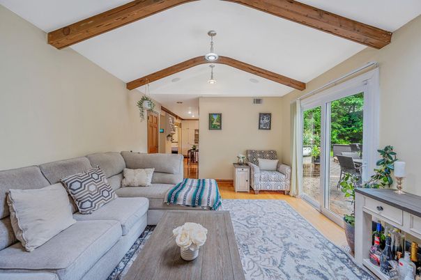 Interior, Living room, Recessed Lighting, Wooden Beams, Wood Texture Flooring