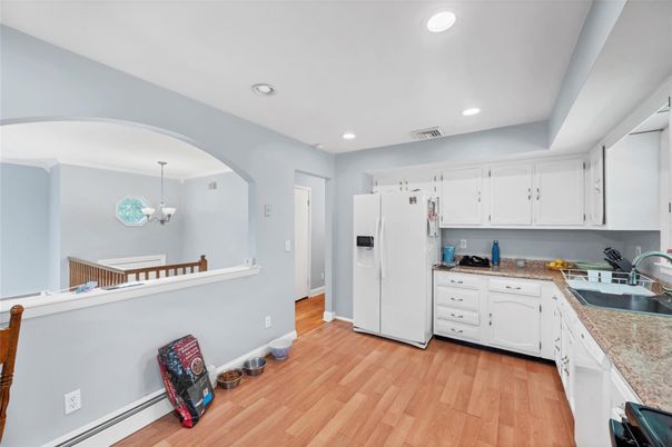 Interior, Kitchen, Recessed Lighting, Wood Texture Flooring