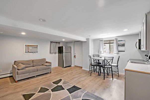Dining room, Interior, Kitchen, Recessed Lighting, Wood Texture Flooring