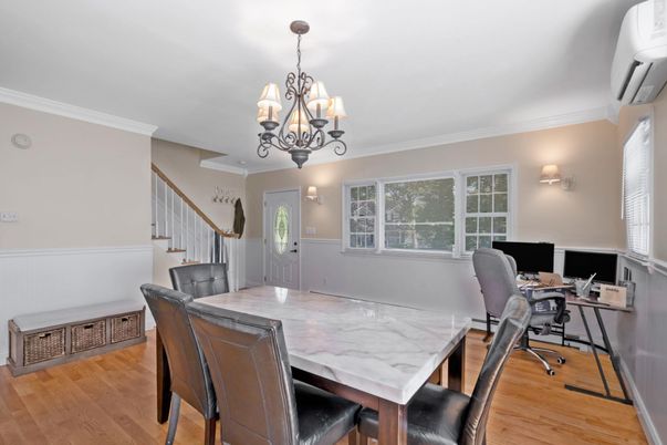 Chandelier, Home Office, Interior, Wood Texture Flooring