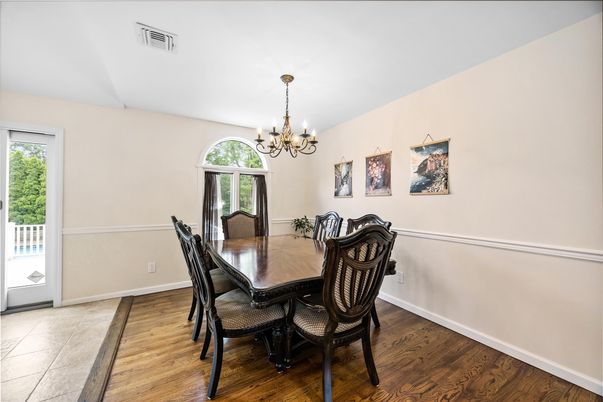 Chandelier, Dining room, Interior, Wood Texture Flooring