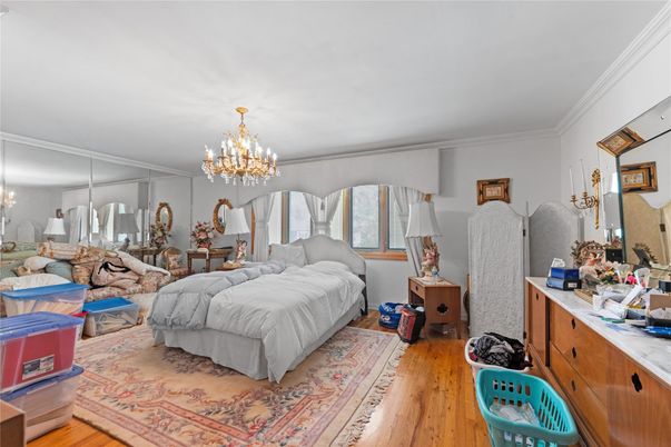 Bedroom, Chandelier, Interior, Wood Texture Flooring