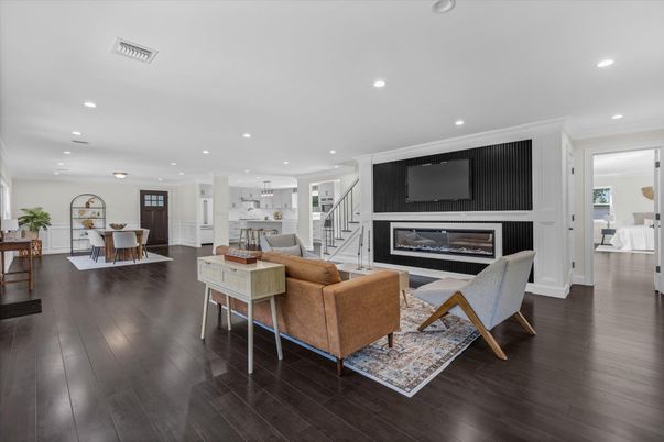 Dining room, Interior, Kitchen, Living room, Pendant Lights, Recessed Lighting, Wood Texture Flooring