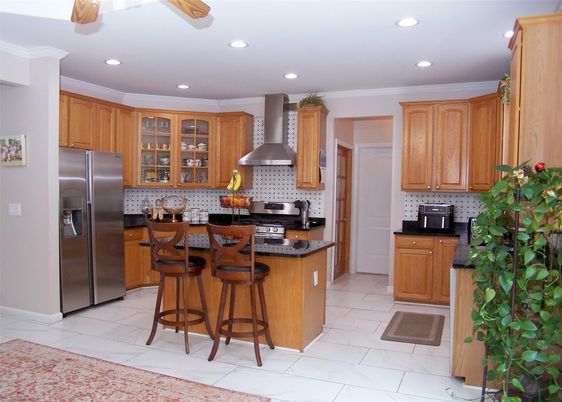 Interior, Kitchen, Marble, Recessed Lighting, Stainless Steel Appliances